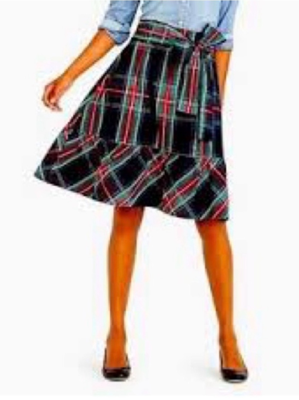 J. Crew Navy Multicolor Plaid Tie-Waist Skirt